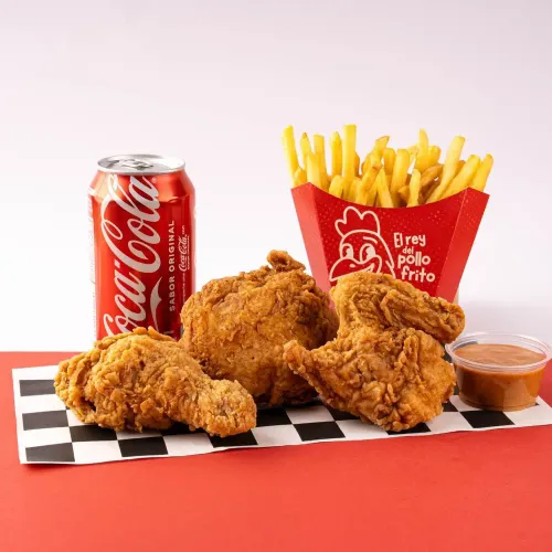 3 Piezas de Pollo + Acompañamiento, Salsa y Bebida