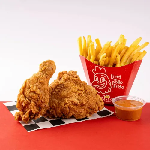 2 Piezas de Pollo Frito + Acompañamiento