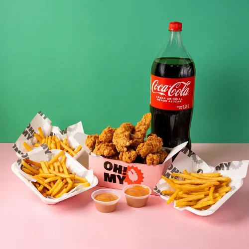 Combo Caja de 15 Tenders, 3 Acompañamientos + 3 salsas y 1 Soda 1L